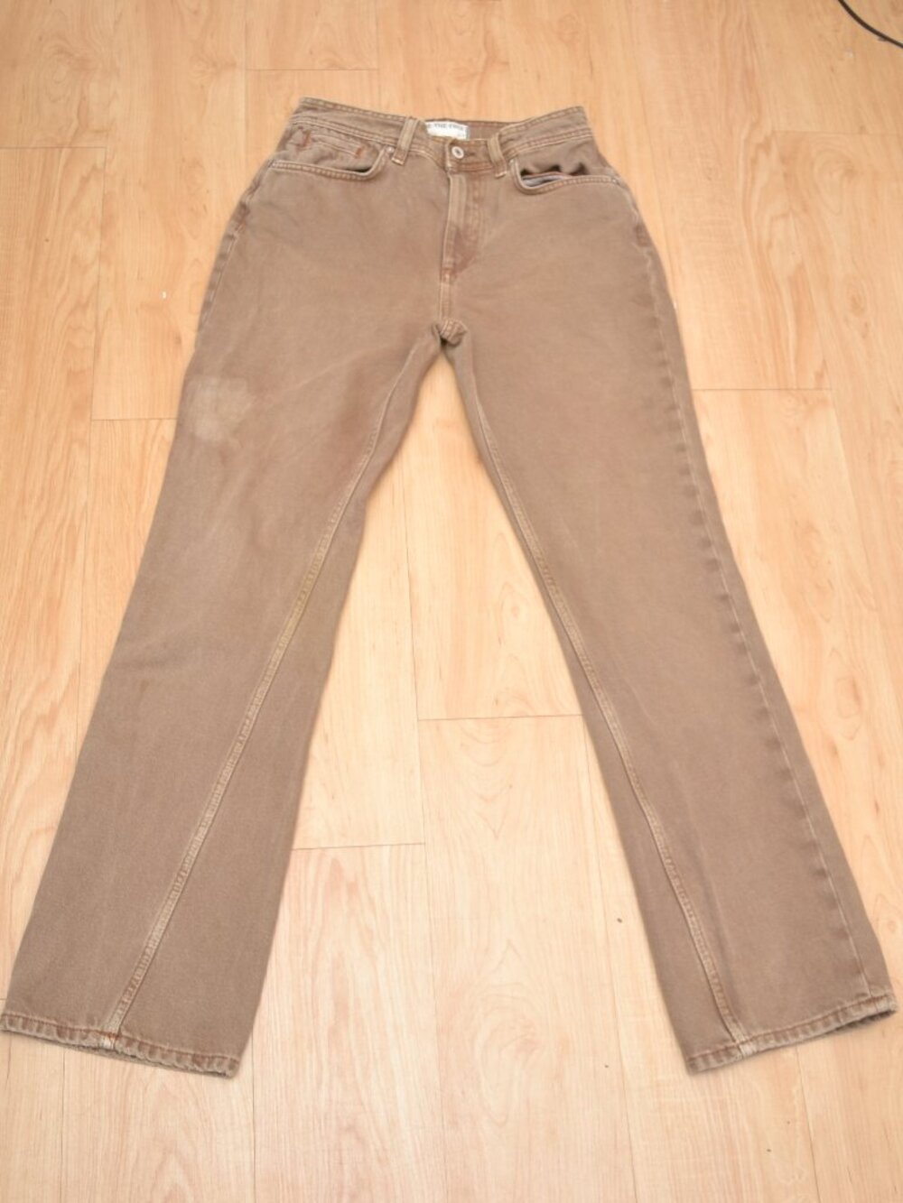 Free People Women's Straight Cut Brown Denim **Flawed